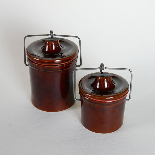 Primitive Kitchen Storage, Vintage Home Decor, Vintage Kitchen Decor, Vintage Salt Glazed Cheese Crock and Lid, Salt Glazed Butter Crock and Lid