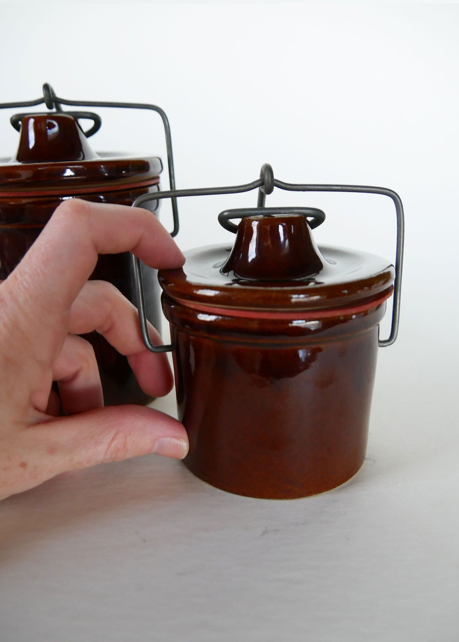 Vintage Brown Butter Crock with Lid, Vintage Brown Cheese Crock and lid with fastener, Vintage Home DEcor, Vintage Kitchen Decor