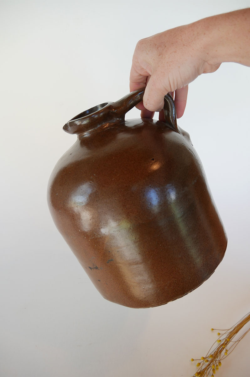 Vintage 9in Brown Jug Stoneware