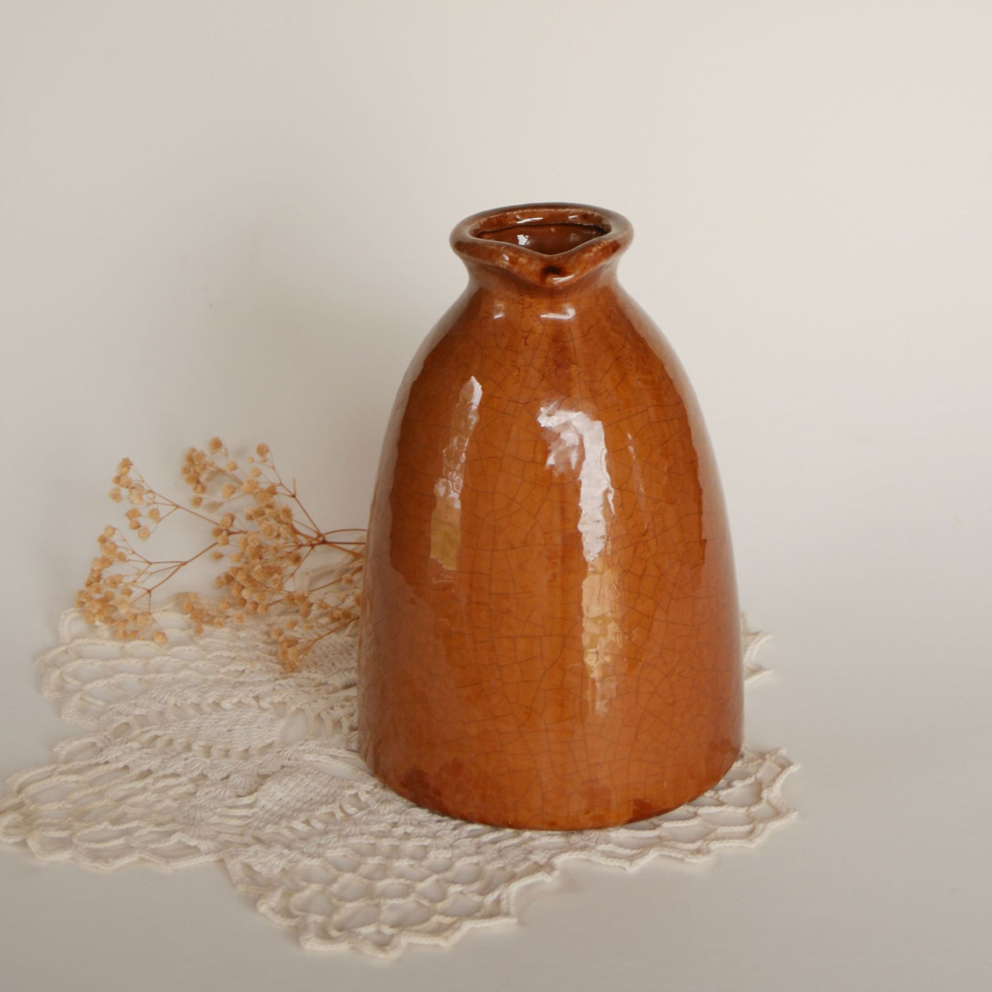 Brown Glazed Handled Pitcher Crock Vintage Farmhouse Crocks Vintage Farmhouse Stoneware Vintage Farmhouse Decor