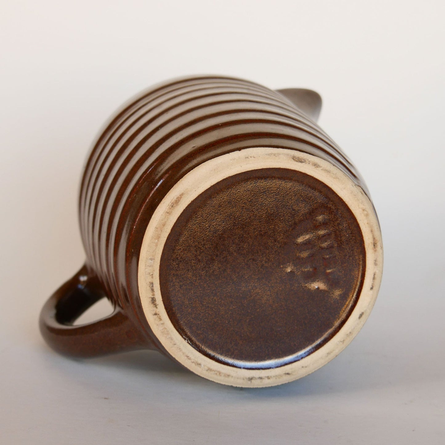 Vintage Stoneware Pitcher, Vintage Brown Stoneware Pitcher, Stoneware Brown Beehive Pitcher