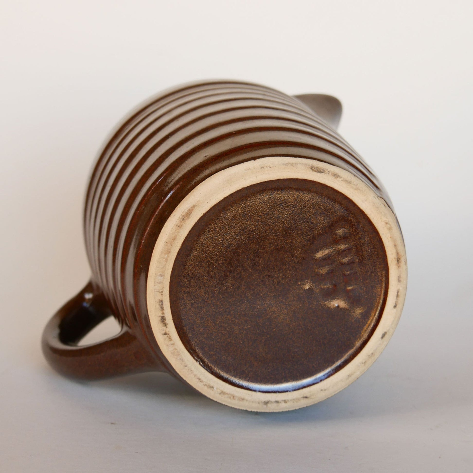 Vintage Stoneware Pitcher, Vintage Brown Stoneware Pitcher, Stoneware Brown Beehive Pitcher