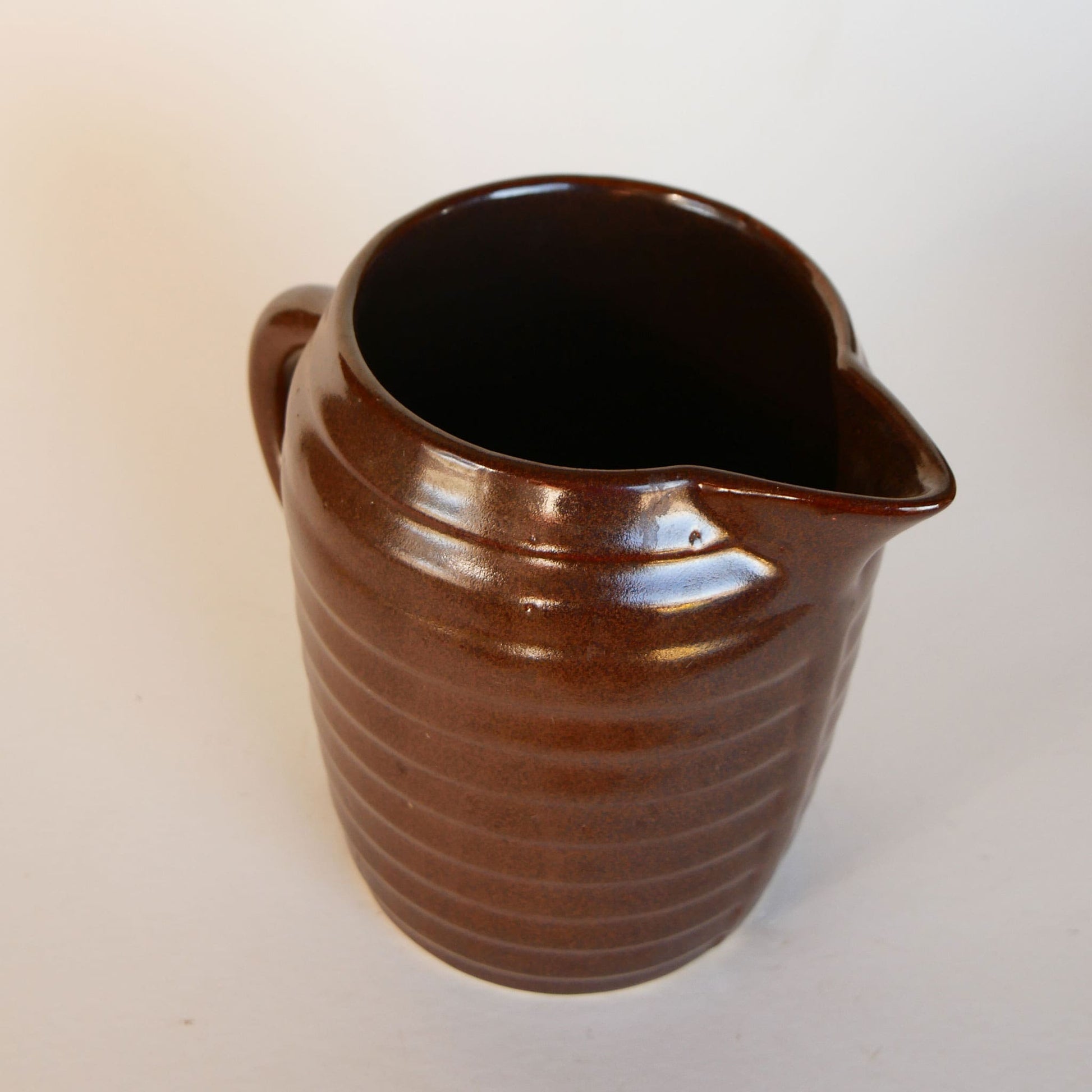 Vintage Stoneware Pitcher, Vintage Brown Stoneware Pitcher, Stoneware Brown Beehive Pitcher