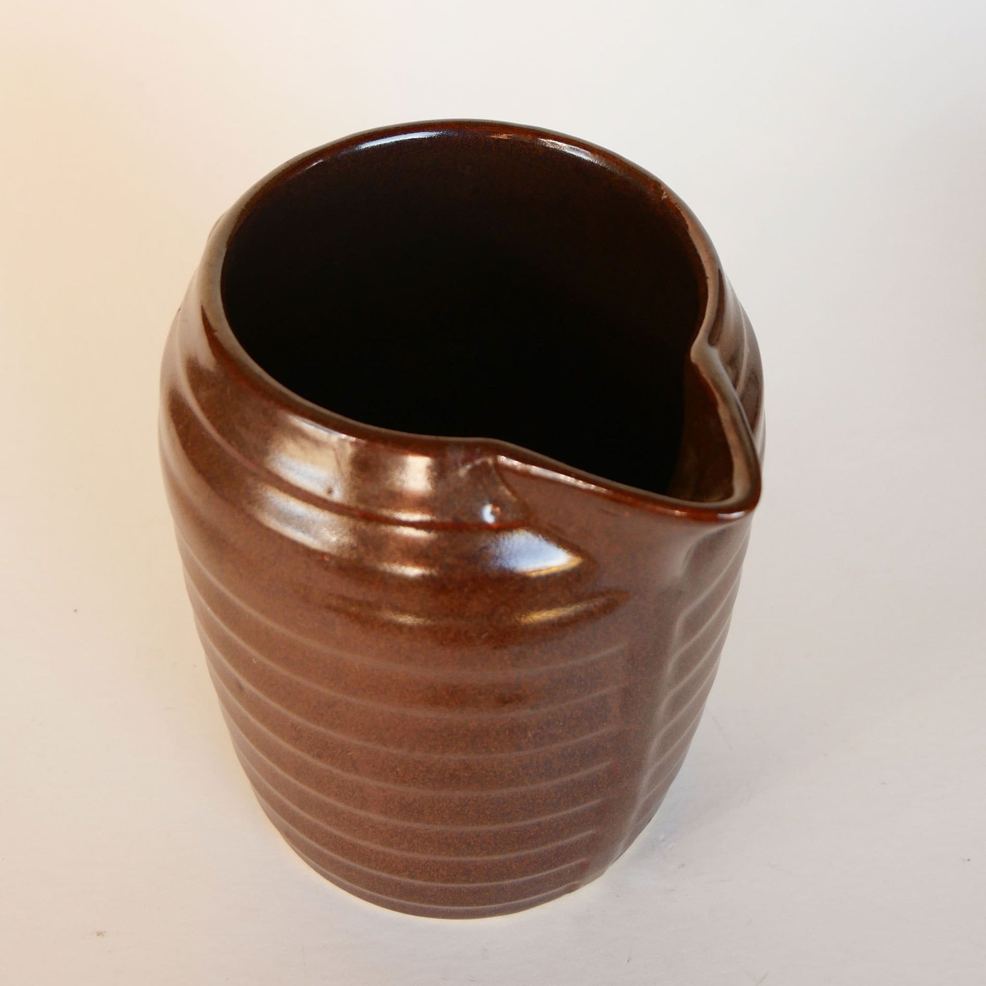 Vintage Stoneware Pitcher, Vintage Brown Stoneware Pitcher, Stoneware Brown Beehive Pitcher