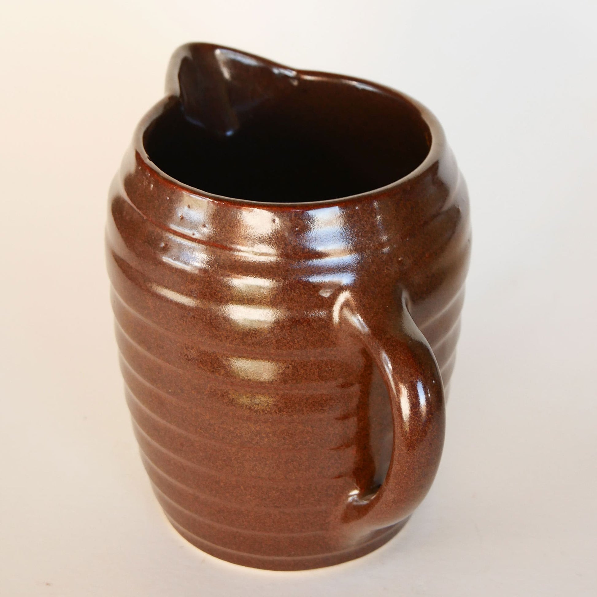 Vintage Stoneware Pitcher, Vintage Brown Stoneware Pitcher, Stoneware Brown Beehive Pitcher