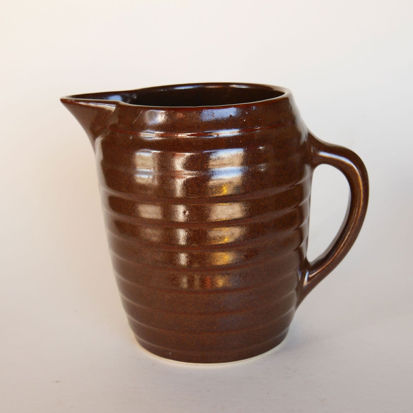 Vintage Stoneware Pitcher, Vintage Brown Stoneware Pitcher, Stoneware Brown Beehive Pitcher