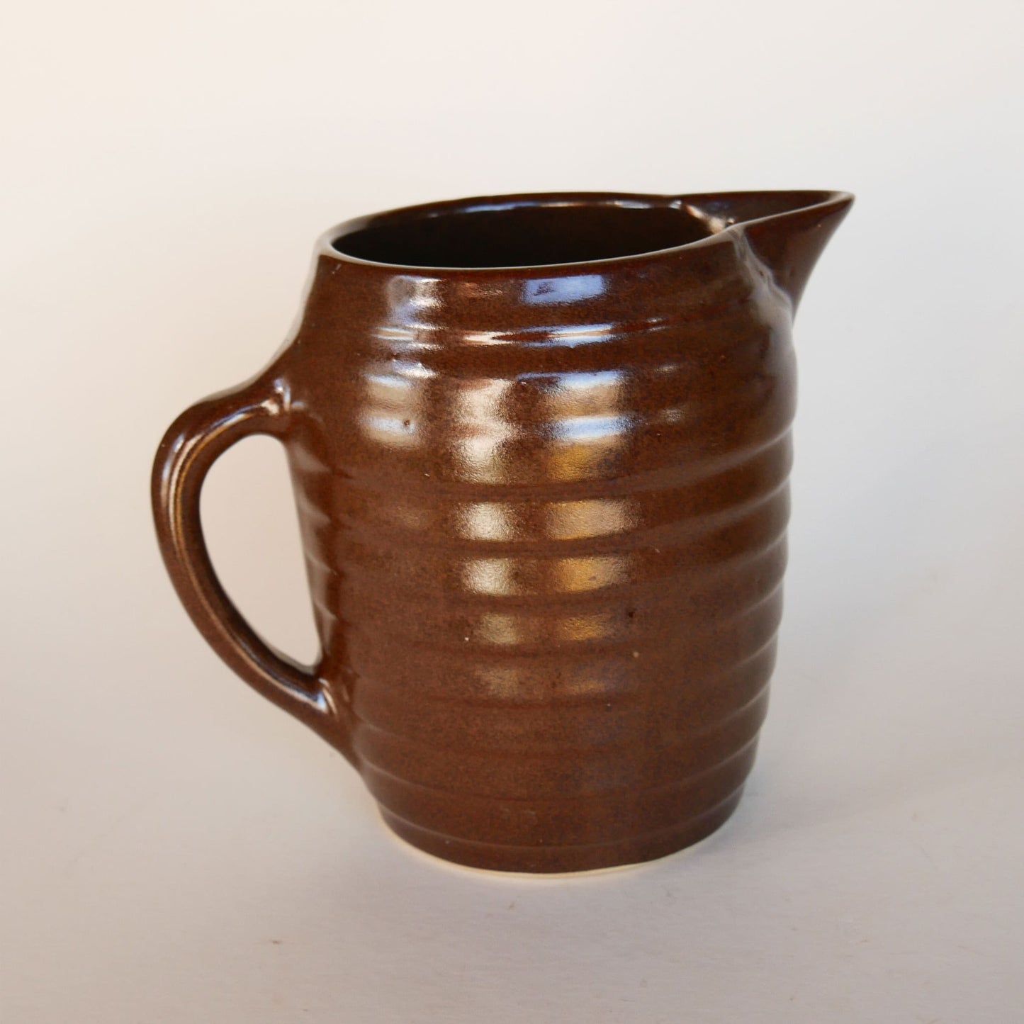 Vintage Stoneware Pitcher, Vintage Brown Stoneware Pitcher, Stoneware Brown Beehive Pitcher