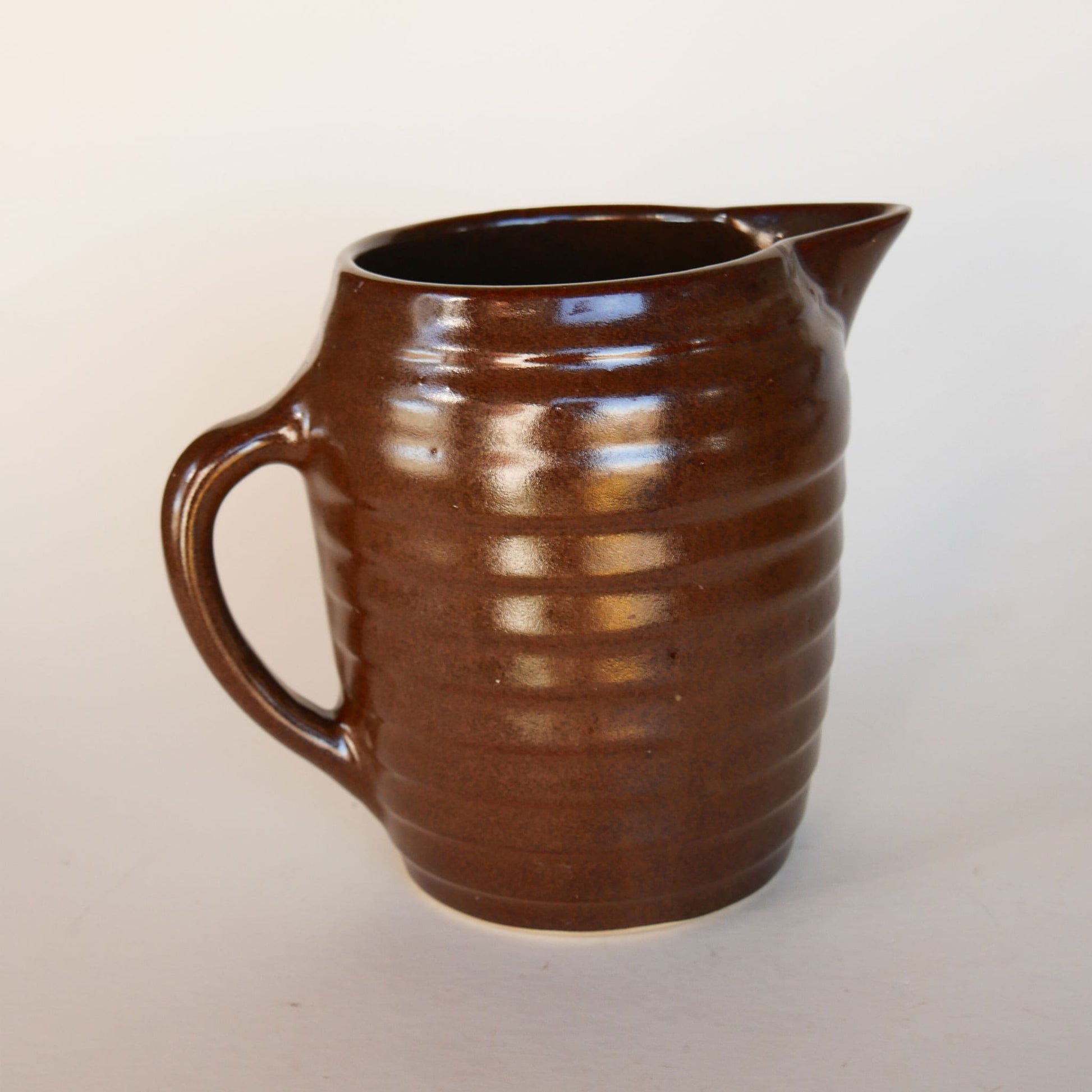 Vintage Stoneware Pitcher, Vintage Brown Stoneware Pitcher, Stoneware Brown Beehive Pitcher