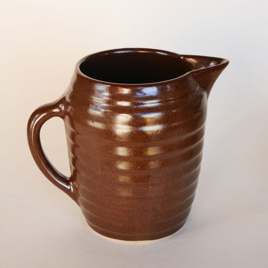 Vintage Stoneware Pitcher, Vintage Brown Stoneware Pitcher, Stoneware Brown Beehive Pitcher
