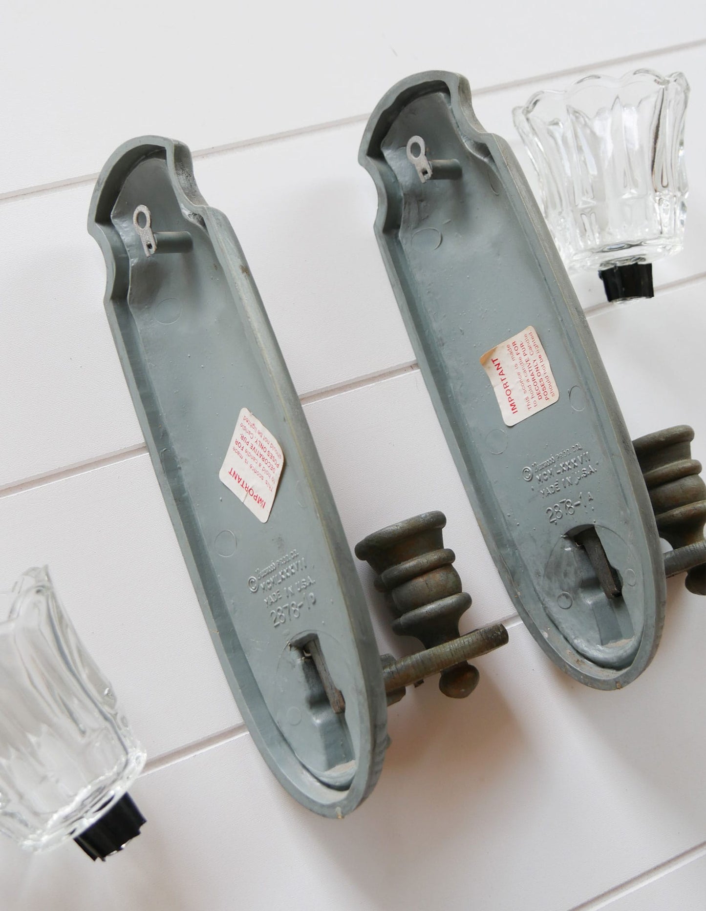 Vintage Burwood Green Rose Candleholder Wall Sconce, Vitnage Rose Wall Sconces, Pair Vintage Burwood Grey Green Rose Wall Candleholders