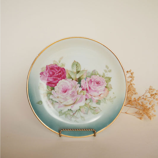 Vintage Pink Roses CT Altwasser Silsia 8in Plate, Vintage Floral Plate Wall