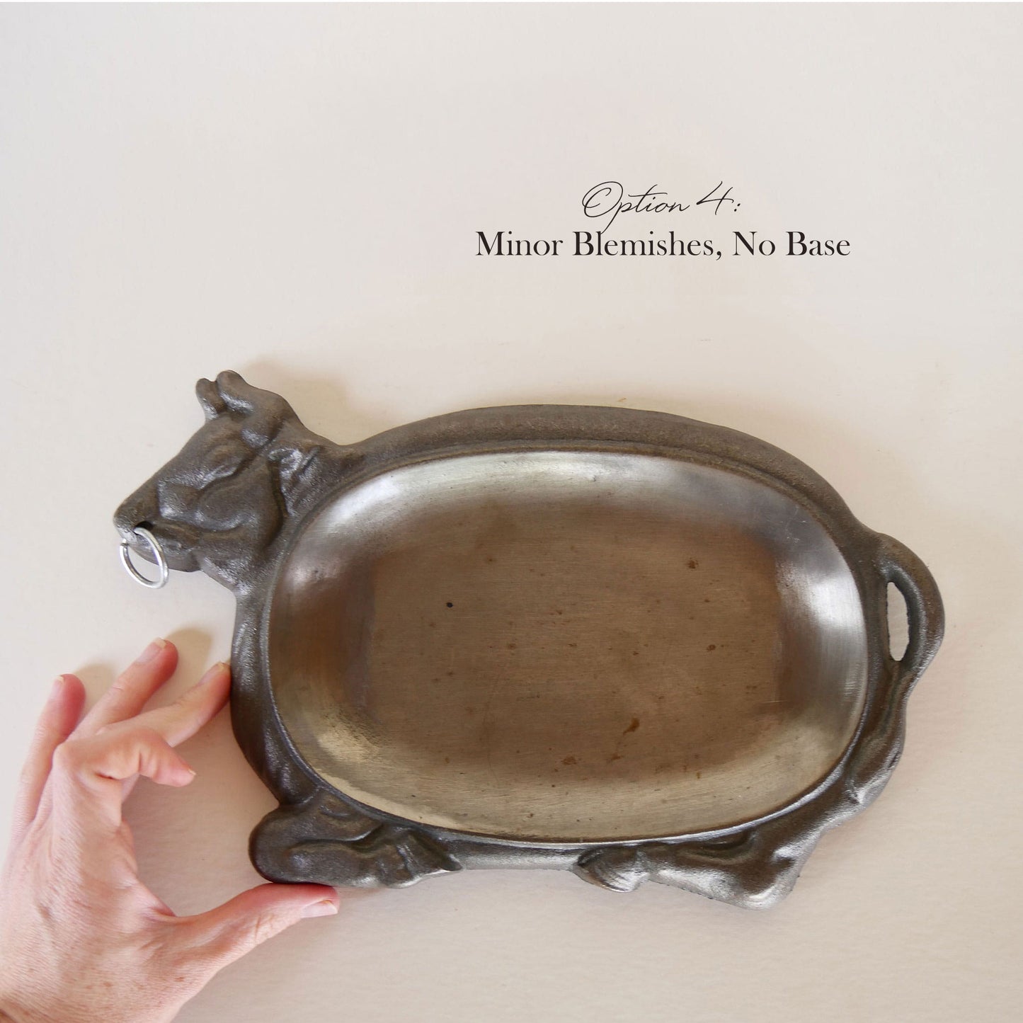 Cast Iron Bull Steak Plate with Wood Base