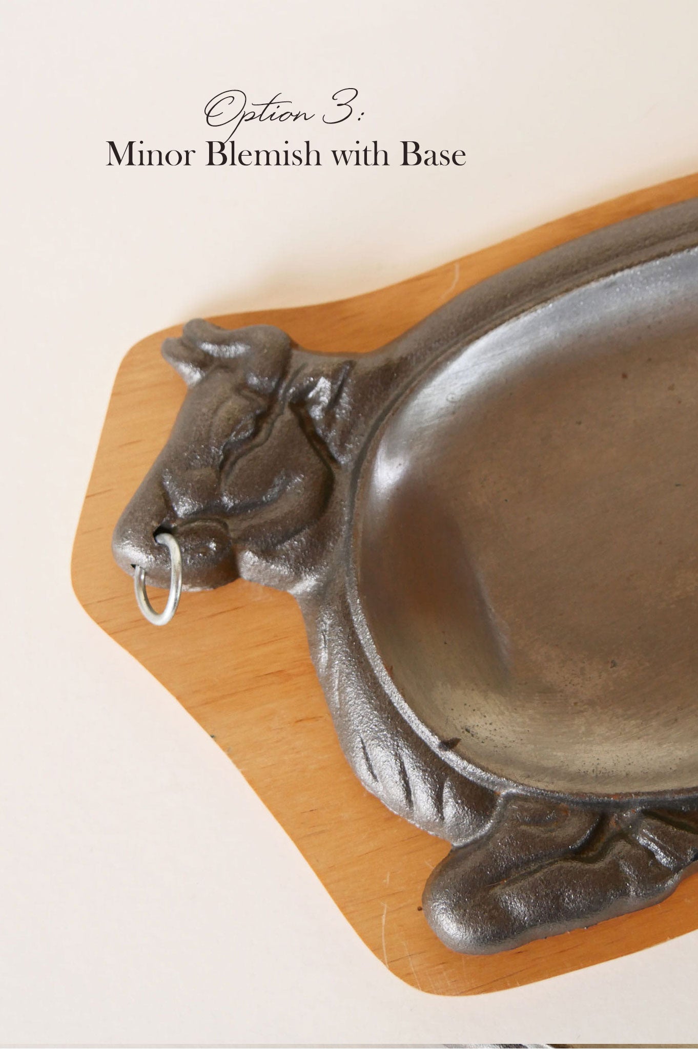 Cast Iron Bull Steak Plate with Wood Base, Vintage Western Cookware, Vintage Steak Plates, Vintage Bull Shaped Iron Plate, Bull Hot Plate, Vintage Bull Plate, VIntage Cast Iron Bull Plate