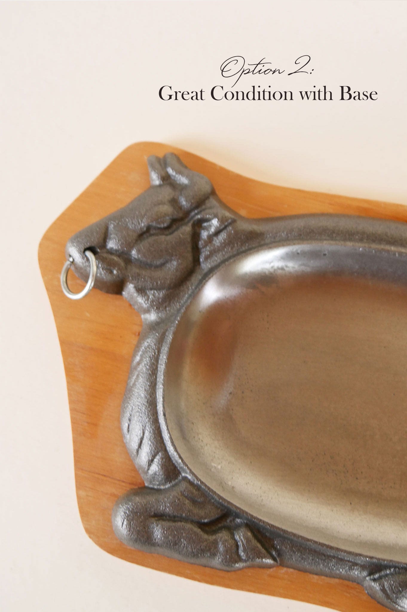 Cast Iron Bull Steak Plate with Wood Base, Vintage Western Cookware, Vintage Steak Plates, Vintage Bull Shaped Iron Plate, Bull Hot Plate, Vintage Bull Plate, VIntage Cast Iron Bull Plate