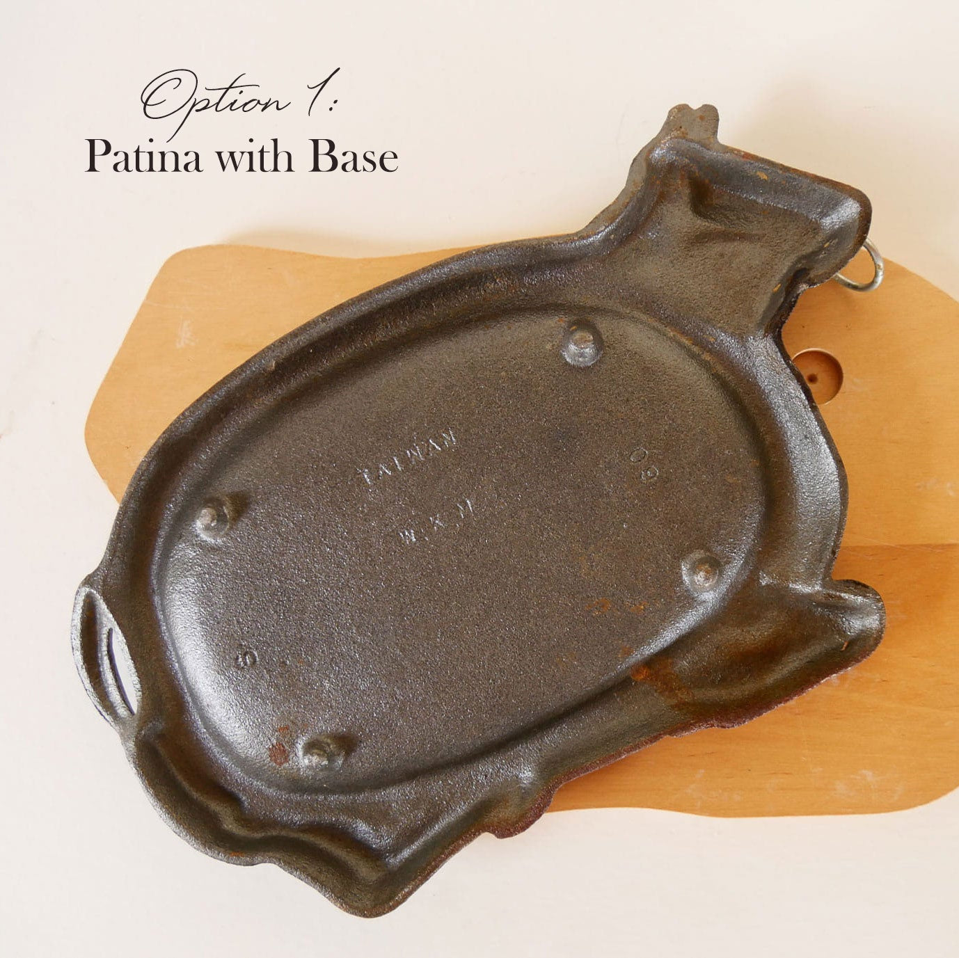 Cast Iron Bull Steak Plate with Wood Base, Vintage Western Cookware, Vintage Steak Plates, Vintage Bull Shaped Iron Plate, Bull Hot Plate, Vintage Bull Plate, VIntage Cast Iron Bull Plate