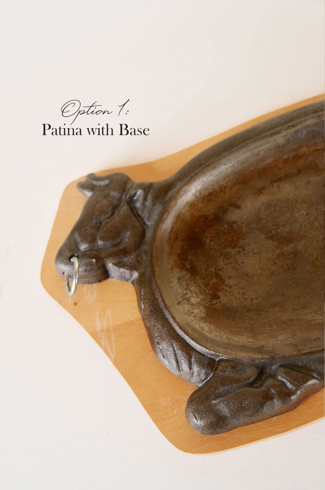 Cast Iron Bull Steak Plate with Wood Base, Vintage Western Cookware, Vintage Steak Plates, Vintage Bull Shaped Iron Plate, Bull Hot Plate, Vintage Bull Plate, VIntage Cast Iron Bull Plate