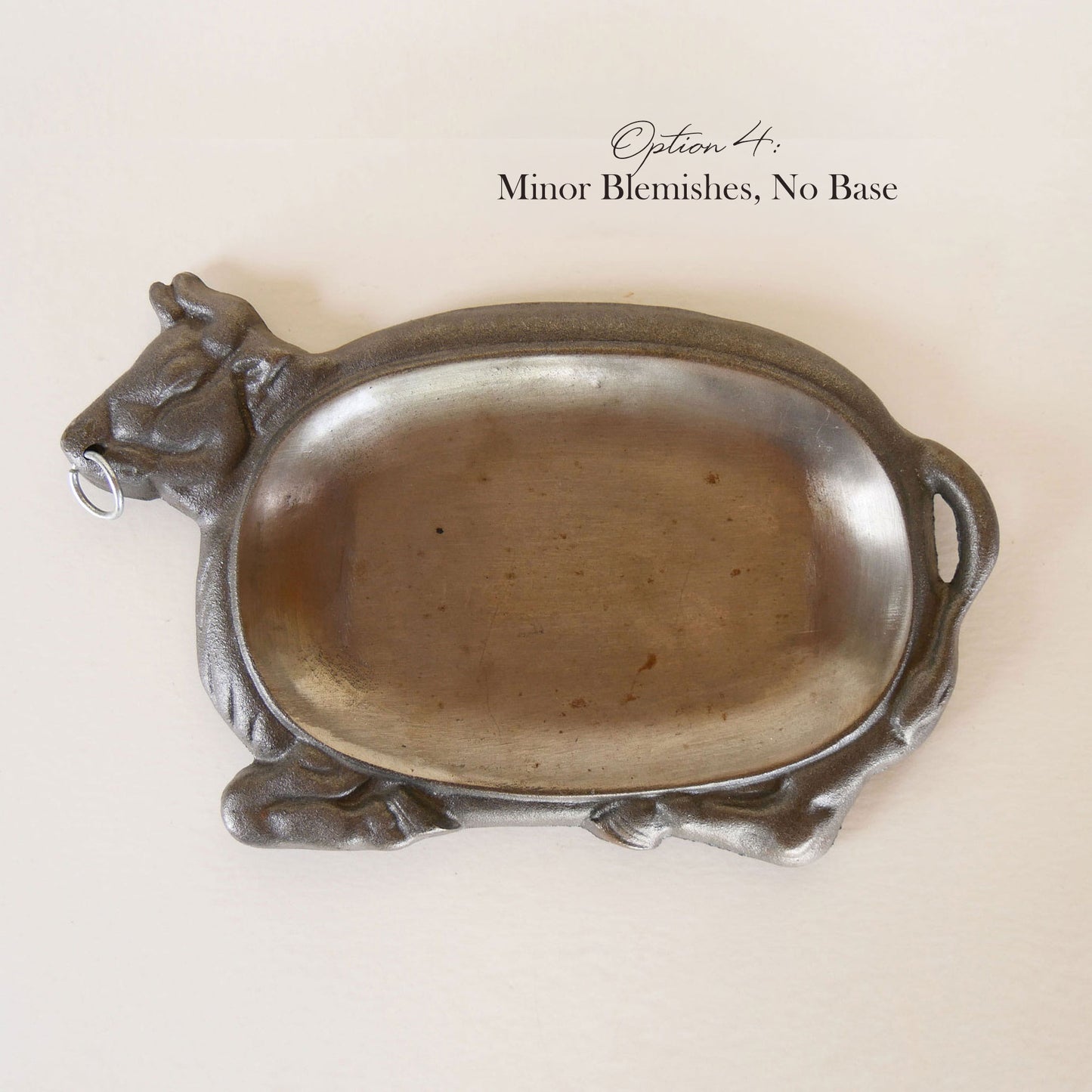 Cast Iron Bull Steak Plate with Wood Base, Vintage Western Cookware, Vintage Steak Plates, Vintage Bull Shaped Iron Plate, Bull Hot Plate, Vintage Bull Plate, VIntage Cast Iron Bull Plate
