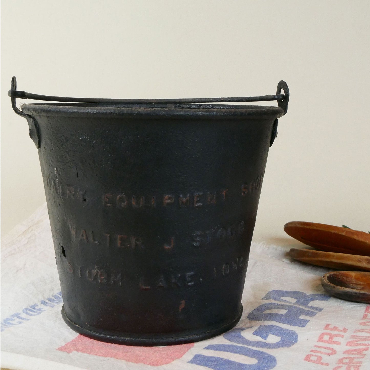 Vintage Dairy Equipment Bucket, Storm Lake, IA
