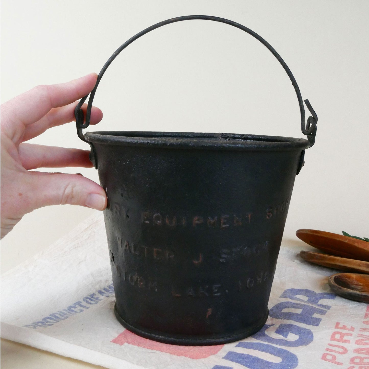 Vintage Dairy Equipment Bucket, Storm Lake, IA