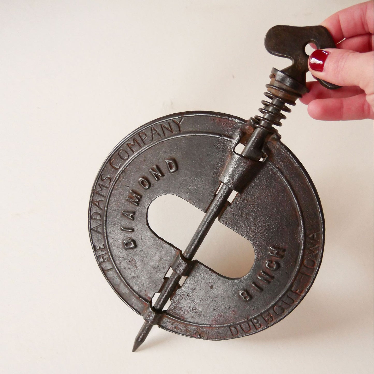 Vintage Cast Iron The Adams Company Diamond 8in Stove Damper, Antique Cast Iron Stove Damper, Vintage Cast Iron Flue Damper