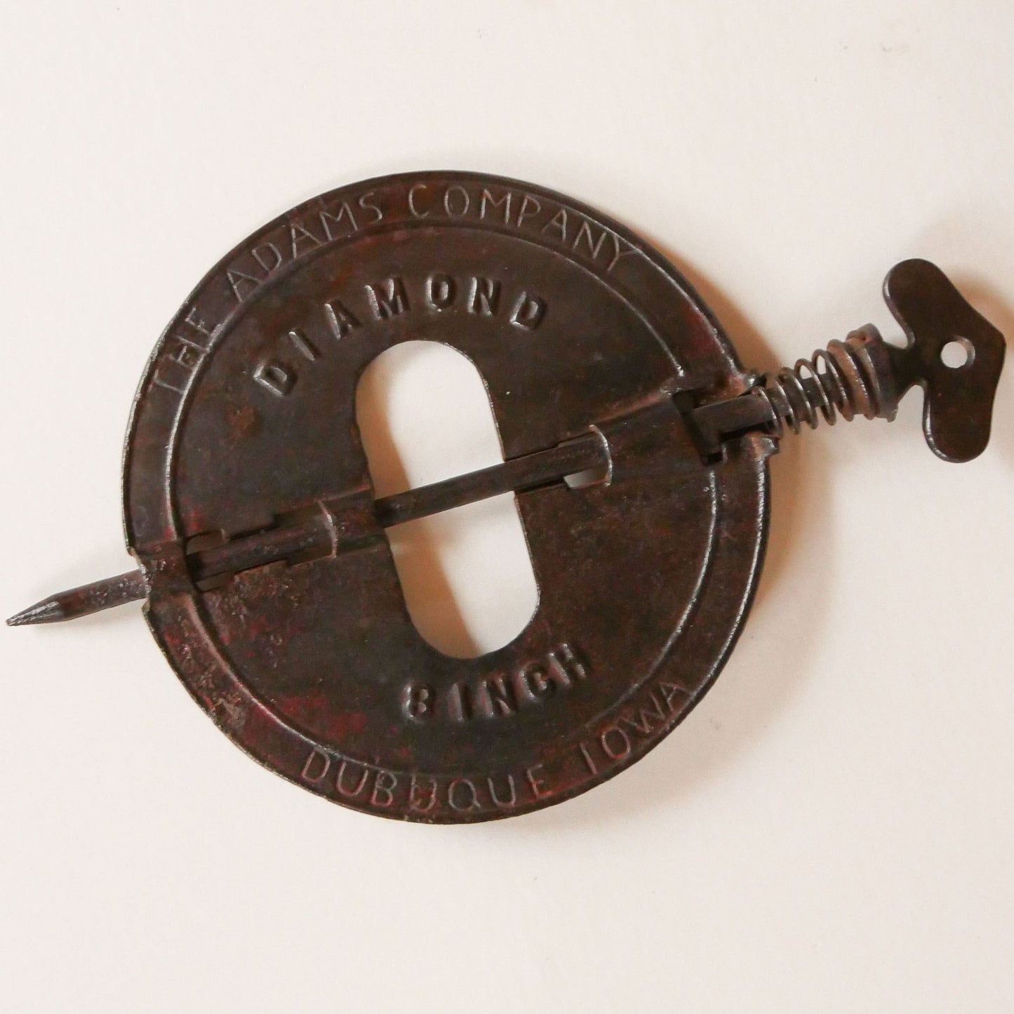 Vintage Cast Iron The Adams Company Diamond 8in Stove Damper, Antique Cast Iron Stove Damper, Vintage Cast Iron Flue Damper