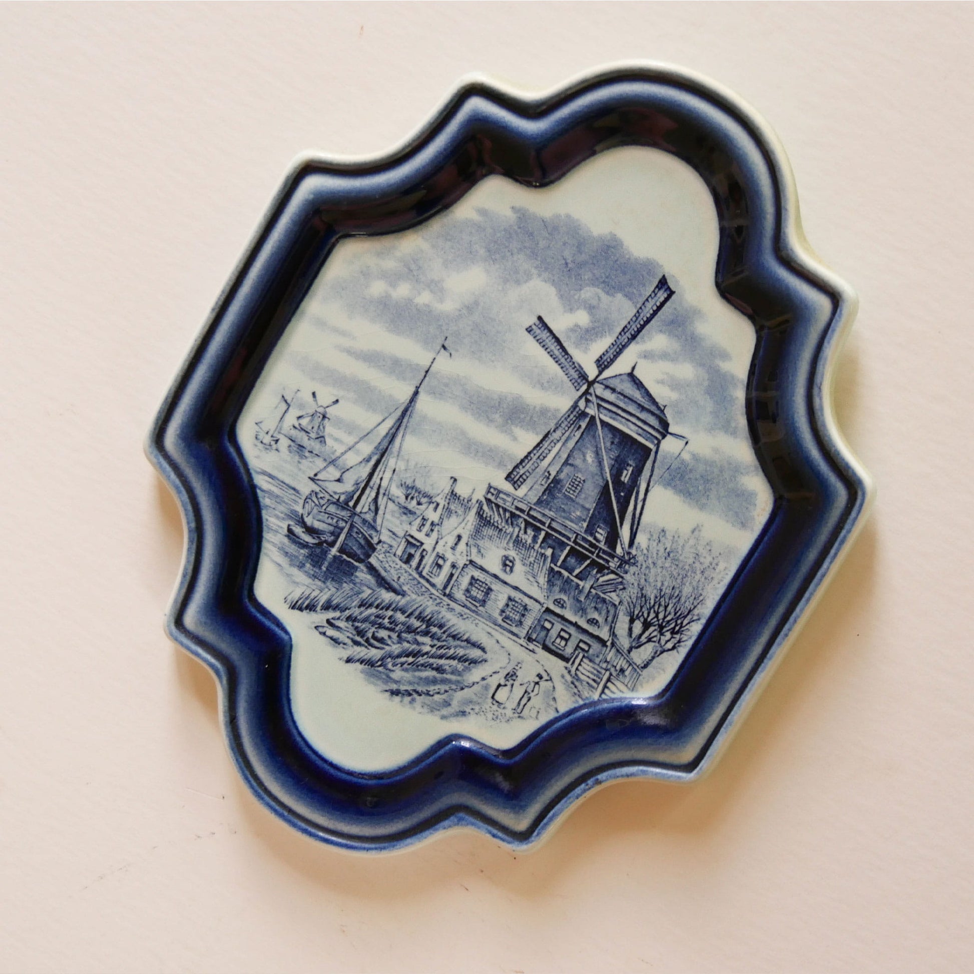 Vintage Blue and White Belgium Wall Plaque, Windmill & Ship Scene, Blue and White Delft Wall Decor, Vintage Blue and White Wall Plaque, Vintage Blue and White Delft Cottage Wall Decor