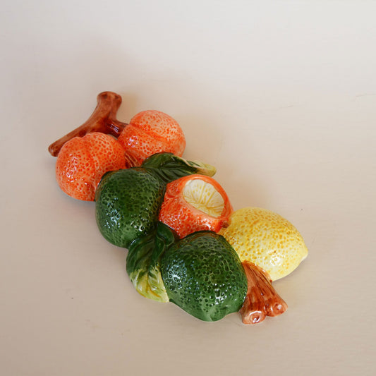 Vintage Ceramic Citrus Wall Decor, REtro Orange Decor, Vintage Citrus Wall DEcor, Vintage Kitchen Fruit Decor, Vintage Citrus Wall Plaque