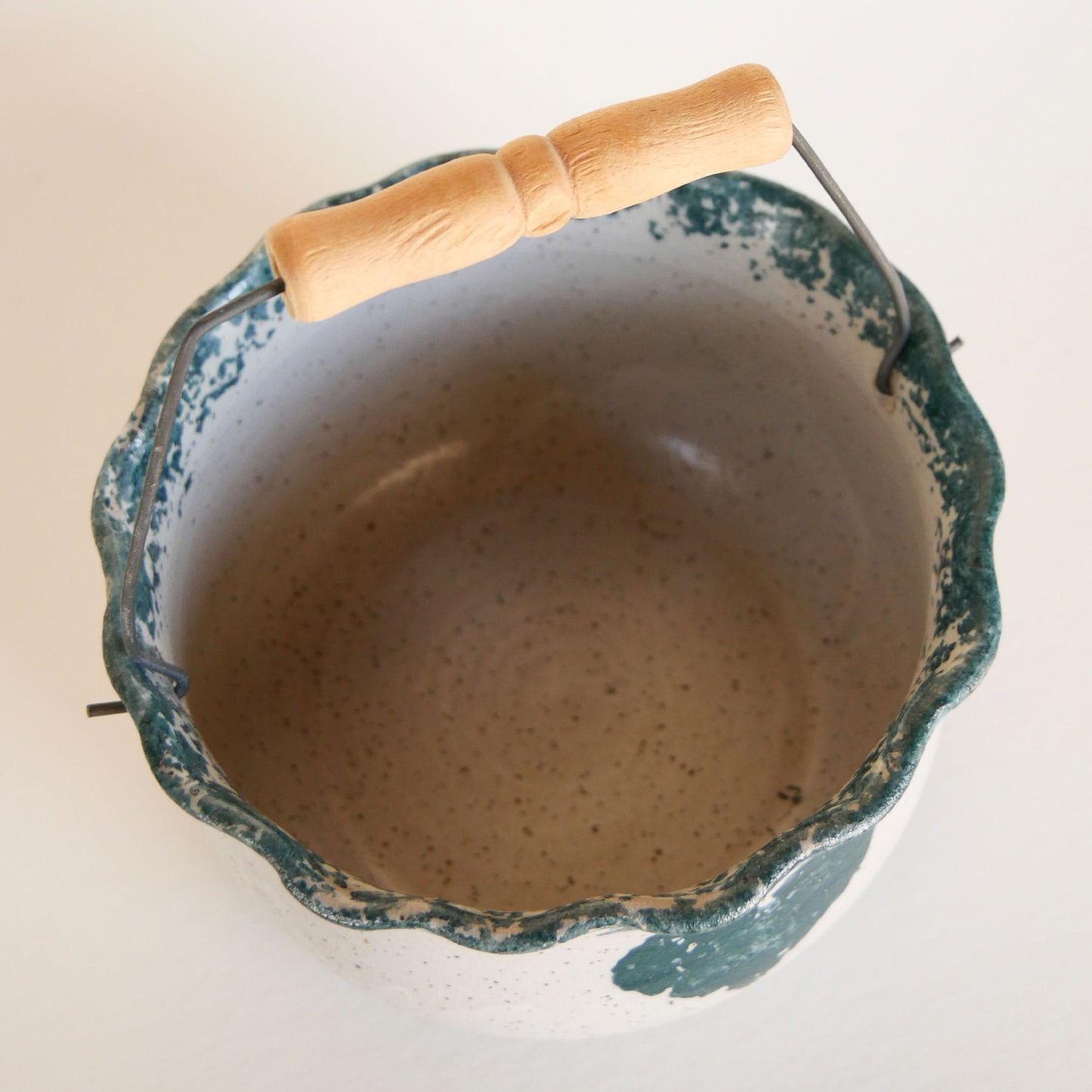 Vintage Blue Heart Ceramic Bowl with Handle, Farmhouse Pottery, Vintage Ceramic Heart Pottery, Vintage Heart Ceramic Basket, Vintage Blue Heart Pottery, Vintage Cottagecore Pottery, Vintage Farmhouse Cottage Pottery
