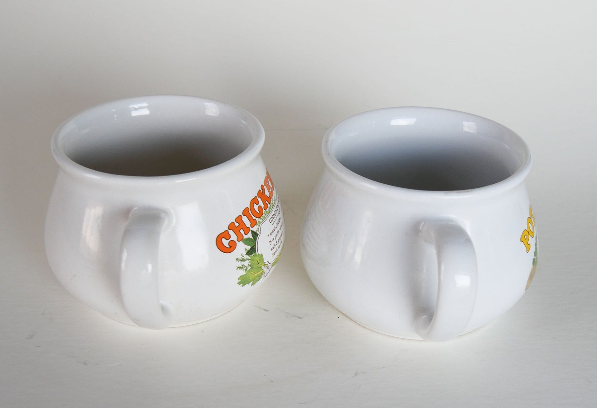 Vintage Potato and Chicken Noodle Soup Mugs, Vintage Ceramic Potato Soup Recipe Mug, Vintage Chicken Noodle Soup Recipe Mug, Vintage Home Decor, Vintage Kitchen Decor