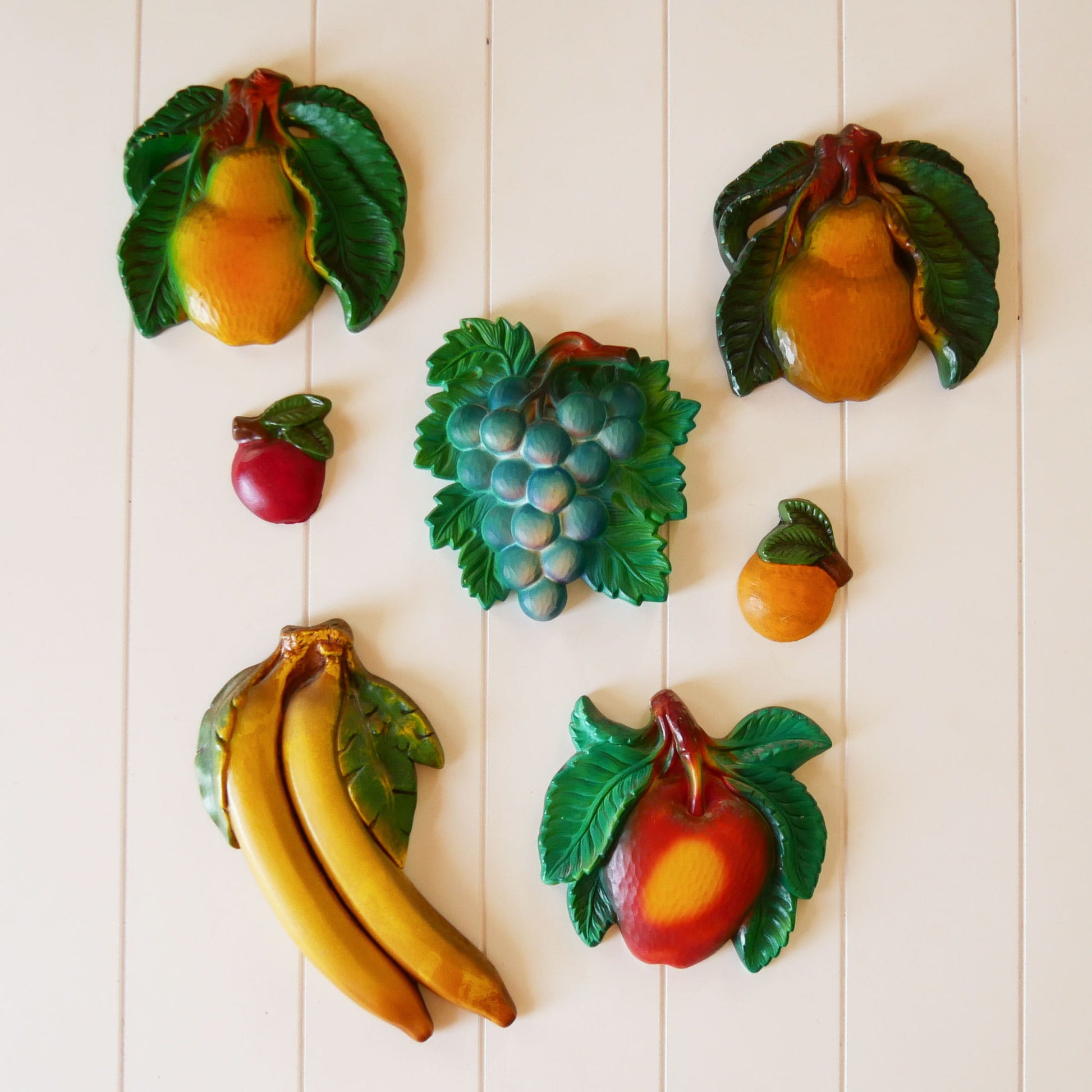 Vintage Fruit Chalkware Collection, Fruite Chalkware, VIntage Fruit Plaques, Vintage Fruit Wall Decor, Vintage Fruit Wall Plaque, Vintage Fruit Collection, Vintage Retro Kitchen Decor