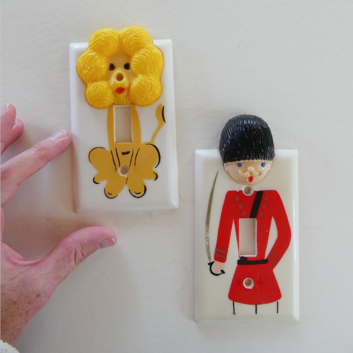 Vintage Children's Light Switch Cover, Lion and Royal Guard, Lion Light Cover, Guard Light Cover, VIntage Character Childrens Light Cover, Vintage Whimsical Light Cover, Nursery Light Cover