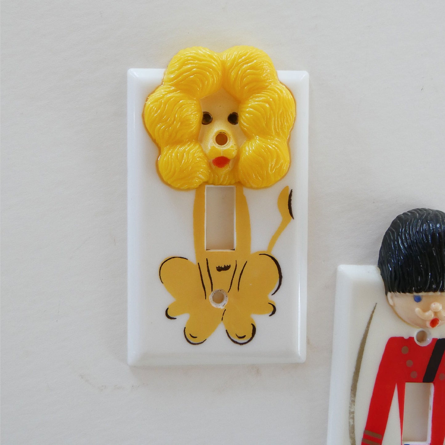 Vintage Children's Light Switch Cover, Lion and Royal Guard, Lion Light Cover, Guard Light Cover, VIntage Character Childrens Light Cover, Vintage Whimsical Light Cover, Nursery Light Cover