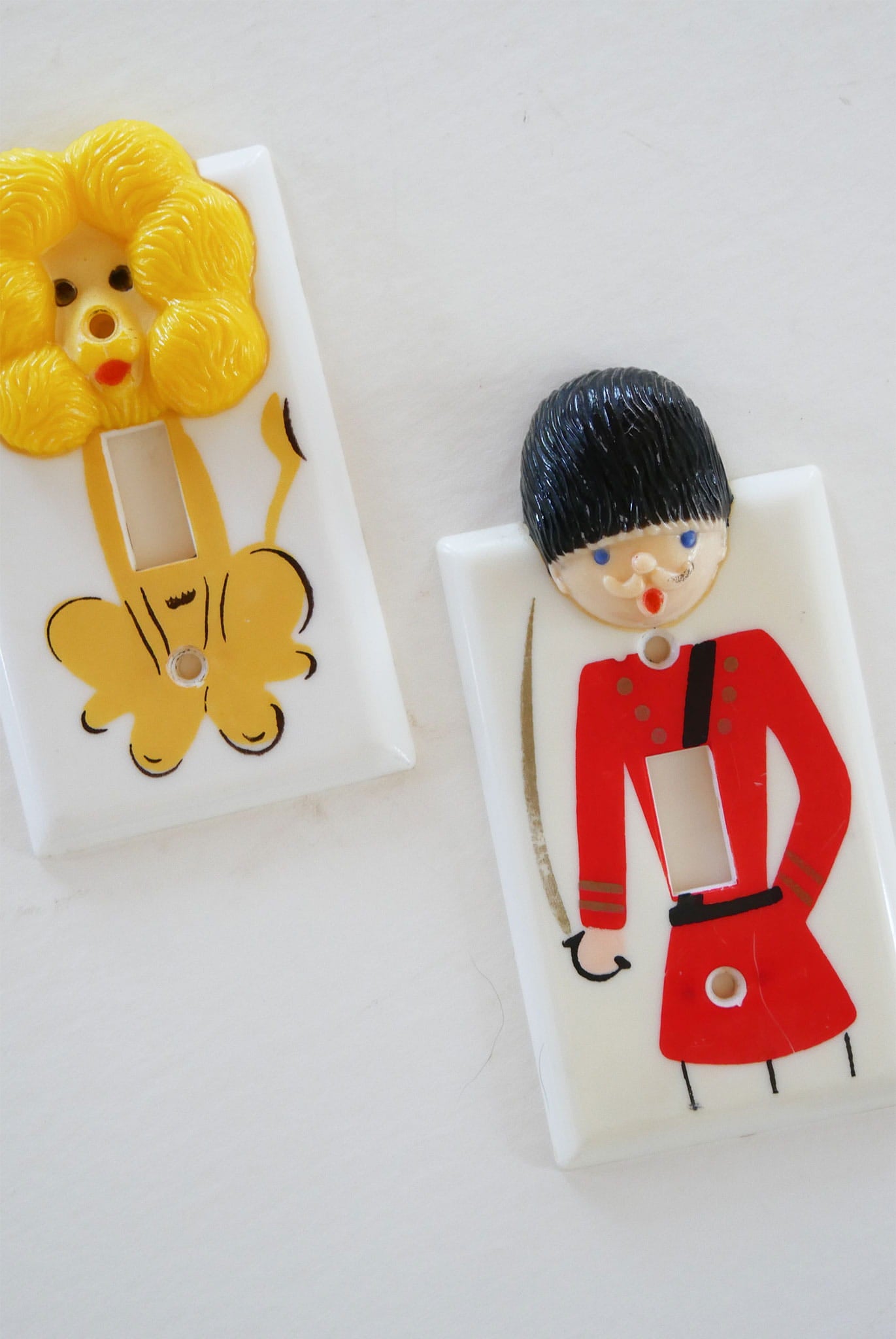 Vintage Children's Light Switch Cover, Lion and Royal Guard, Lion Light Cover, Guard Light Cover, VIntage Character Childrens Light Cover, Vintage Whimsical Light Cover, Nursery Light Cover