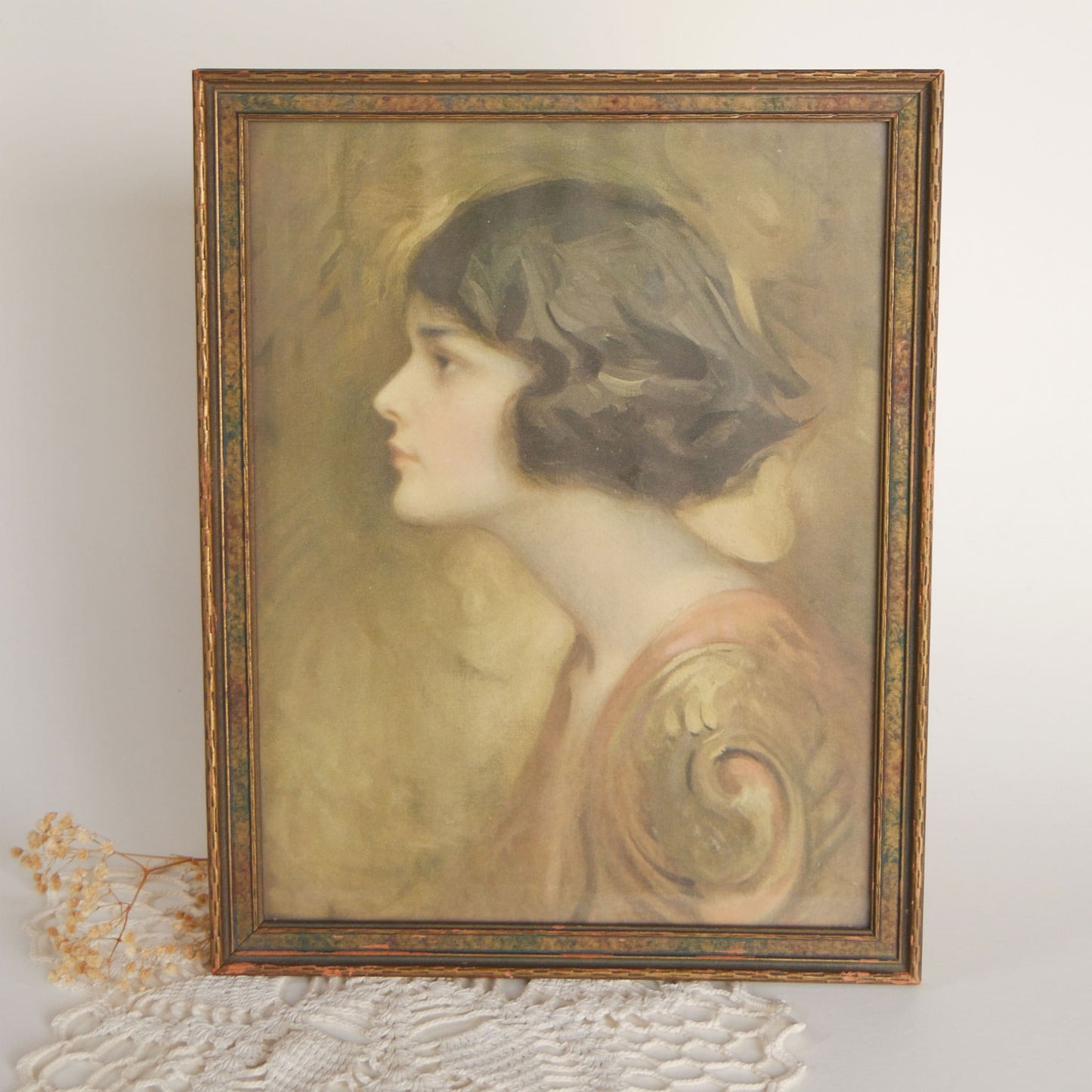 Vintage Charles Bosseron Chambers Portrait of Young Woman Framed Print Vintage Farmhouse Decor Vintage Wall Decor