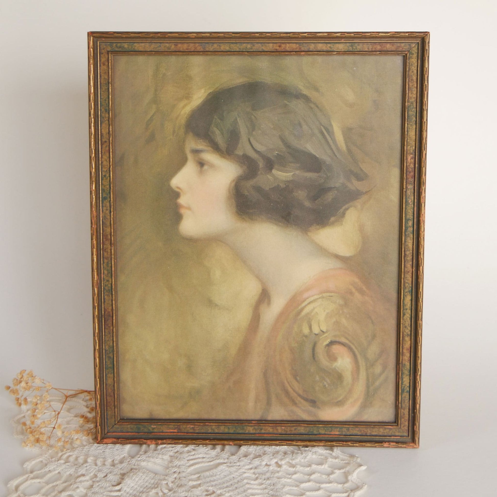 Vintage Charles Bosseron Chambers Portrait of Young Woman Framed Print Vintage Farmhouse Decor Vintage Wall Decor