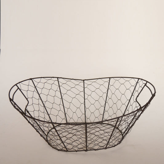 Vintage Wire Basket, Vintage Chicken Wire Basket, Vintage Oval Wire Basket, Vintage Egg Basket