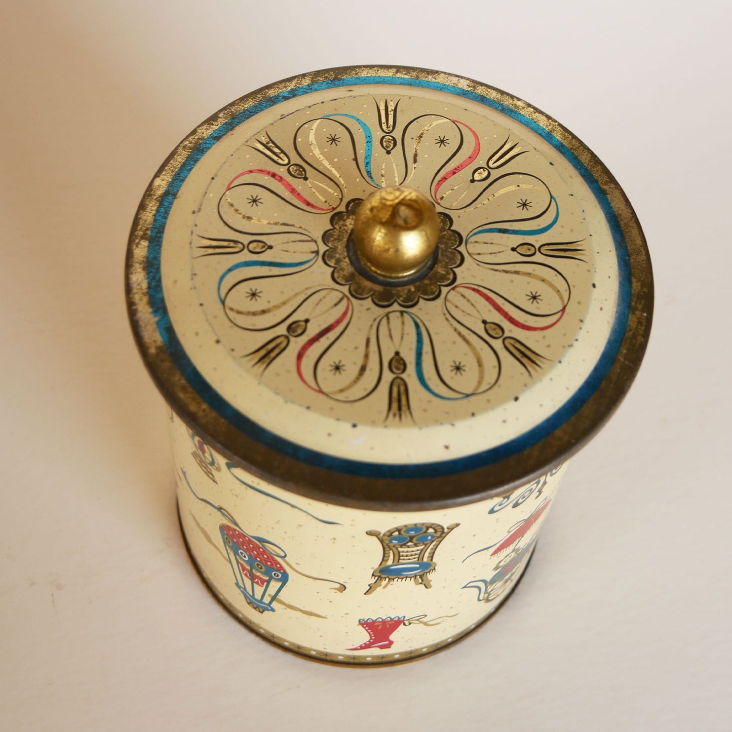 1960s Baret Ware Tin Canister, Vintage Circus Container, Vintage England Tin, Vintage Whimsical Decor, Vintage Whimsical Tin Container