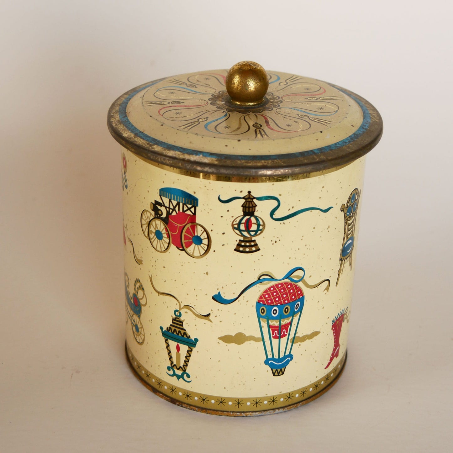 1960s Baret Ware Tin Canister, Vintage Circus Container, Vintage England Tin, Vintage Whimsical Decor, Vintage Whimsical Tin Container