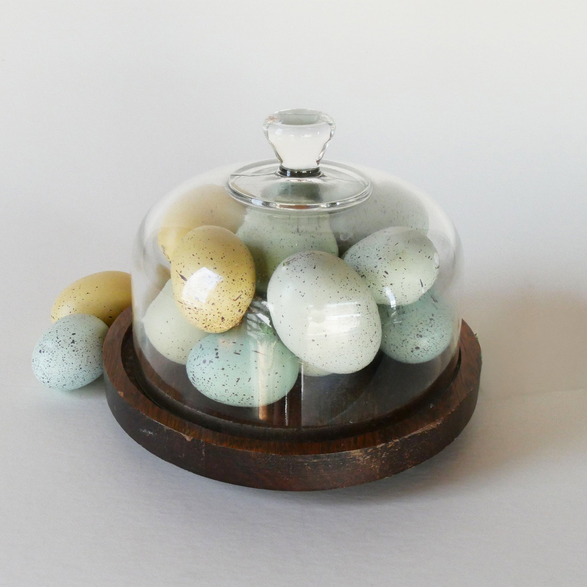 Vintage Wood 6in Cheese Board with Glass Cloche, Small Vintage Cloche, Small Wood Cloche, Wood and Glass Cloche, Vintage Kitchen Decor, Vintage Cottage Kitchen Decor, Vintage COttagecore Kitchen Decor, Vintage Wood Cheeseboard