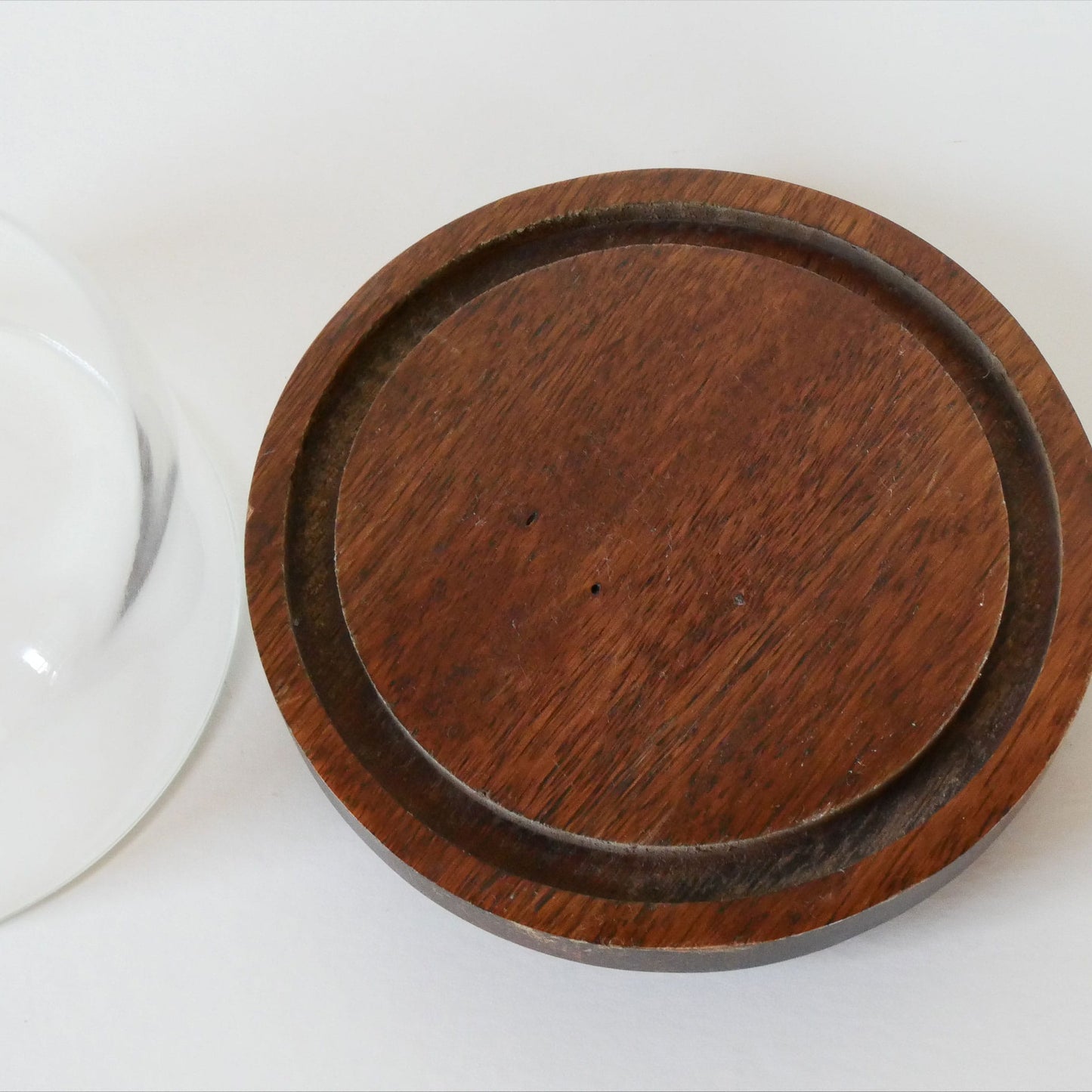 Vintage Wood 6in Cheese Board with Glass Cloche, Small Vintage Cloche, Small Wood Cloche, Wood and Glass Cloche, Vintage Kitchen Decor, Vintage Cottage Kitchen Decor, Vintage COttagecore Kitchen Decor, Vintage Wood Cheeseboard