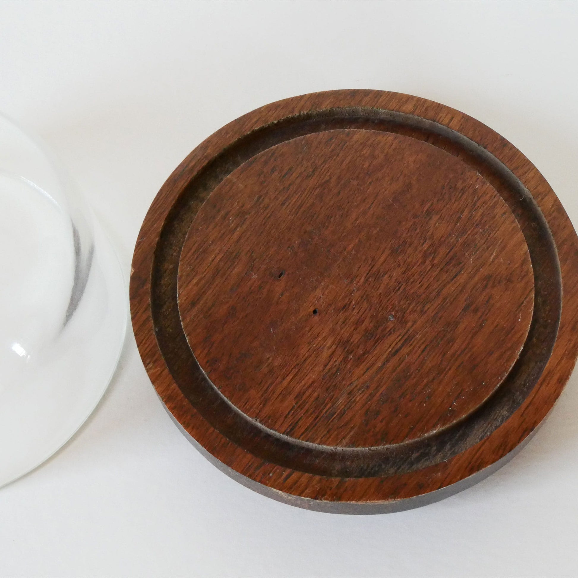 Vintage Wood 6in Cheese Board with Glass Cloche, Small Vintage Cloche, Small Wood Cloche, Wood and Glass Cloche, Vintage Kitchen Decor, Vintage Cottage Kitchen Decor, Vintage COttagecore Kitchen Decor, Vintage Wood Cheeseboard