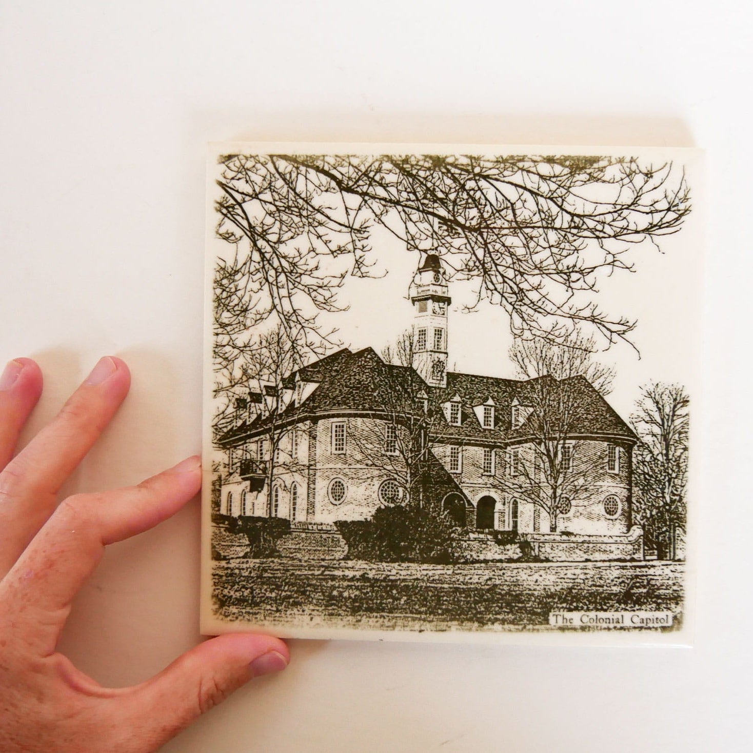 VIntage Tile The Colonial Capitol Tile Wall Plaque, Vintage Williamsburg Capitol Decor, Colonial Decol, Vintage Colonial Decor