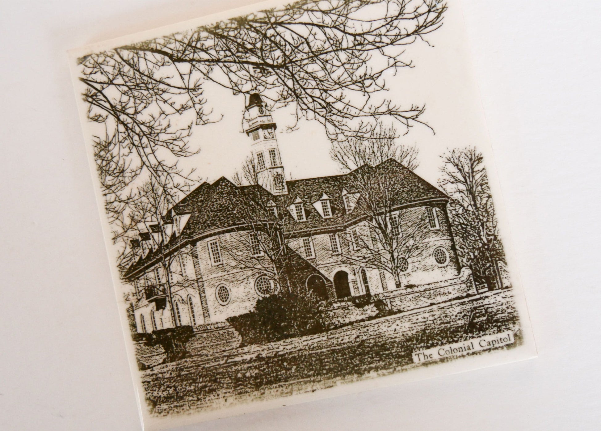VIntage Tile The Colonial Capitol Tile Wall Plaque, Vintage Williamsburg Capitol Decor, Colonial Decol, Vintage Colonial Decor