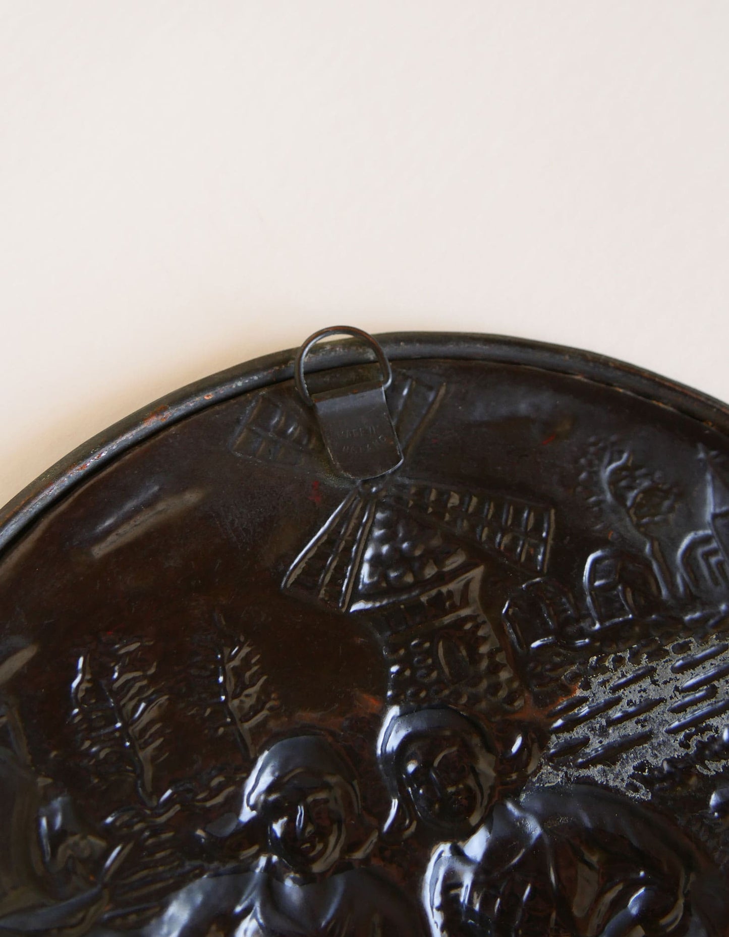 Vintage Copper Dutch Windmill Scene Wall Plaque, Made in England