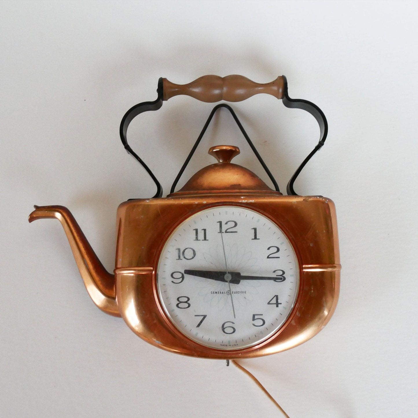 General Electric Copper Wall Clock, Copper Teapot Clock, Vintage Copper Clock, Vintage Copper Wall Clock, General Electic Teapot Clock, Copper General Electric Clock
