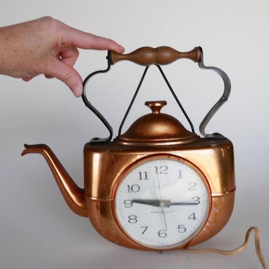 General Electric Copper Wall Clock, Copper Teapot Clock, Vintage Copper Clock, Vintage Copper Wall Clock, General Electic Teapot Clock, Copper General Electric Clock