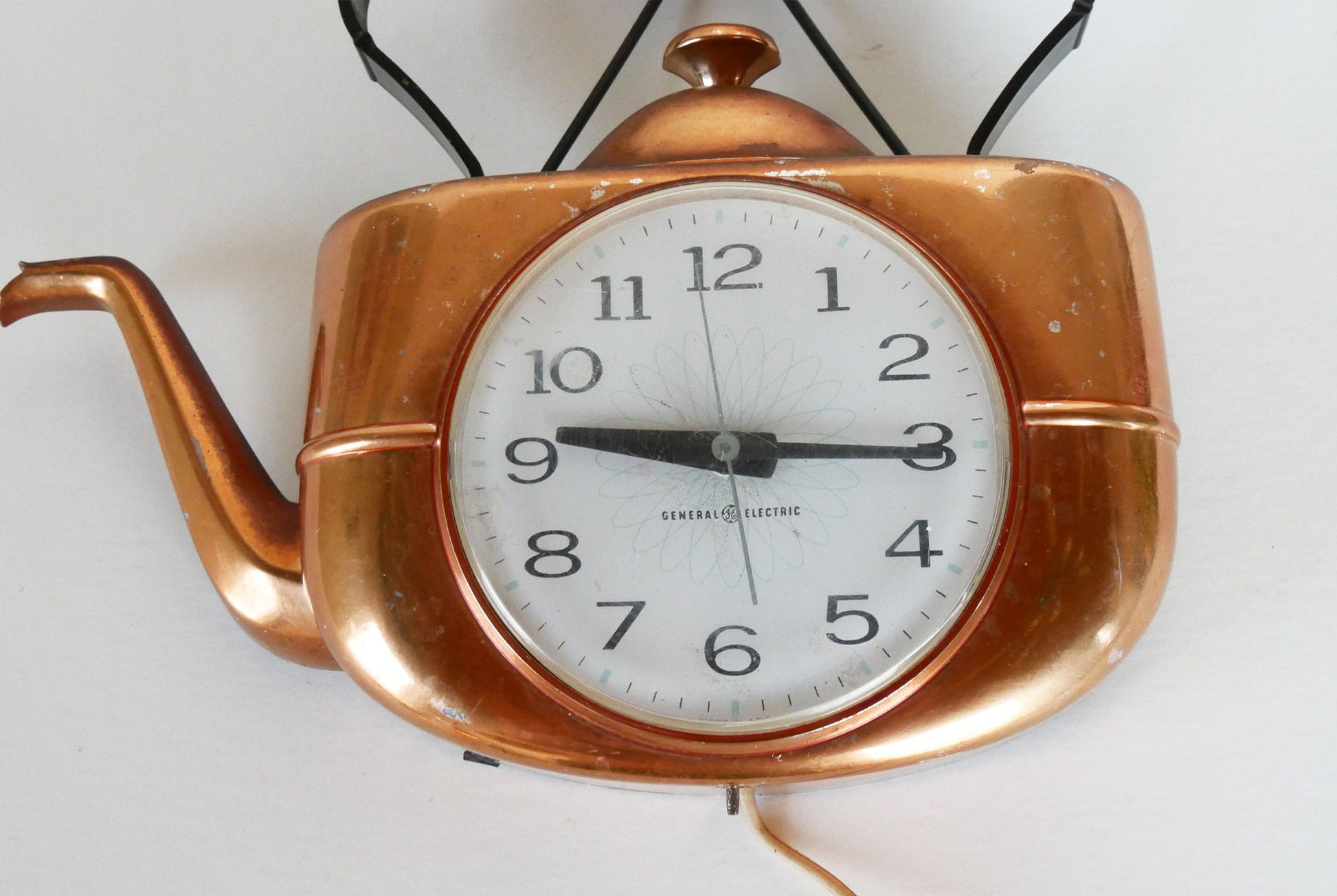 General Electric Copper Wall Clock, Copper Teapot Clock, Vintage Copper Clock, Vintage Copper Wall Clock, General Electic Teapot Clock, Copper General Electric Clock