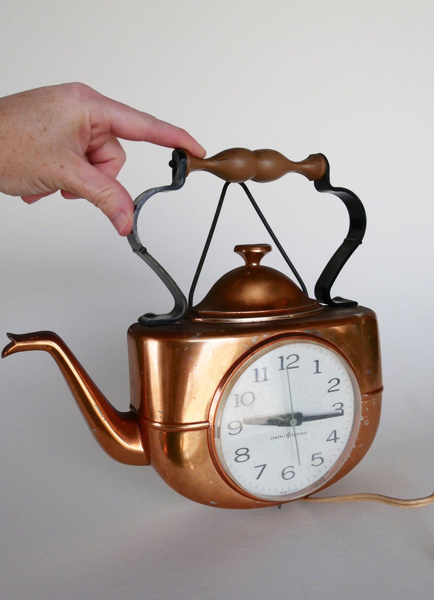 General Electric Copper Wall Clock, Copper Teapot Clock, Vintage Copper Clock, Vintage Copper Wall Clock, General Electic Teapot Clock, Copper General Electric Clock