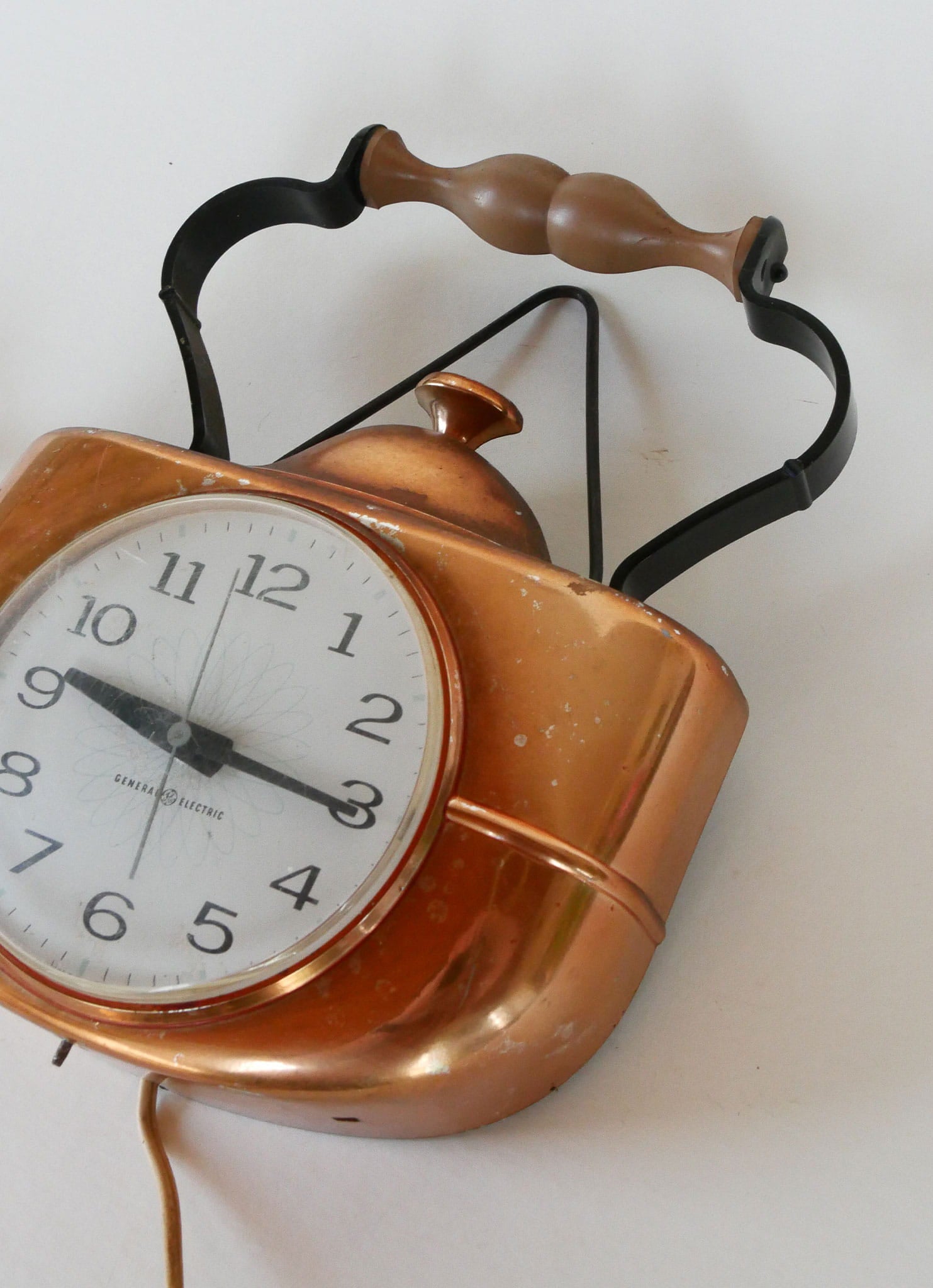 General Electric Copper Wall Clock, Copper Teapot Clock, Vintage Copper Clock, Vintage Copper Wall Clock, General Electic Teapot Clock, Copper General Electric Clock