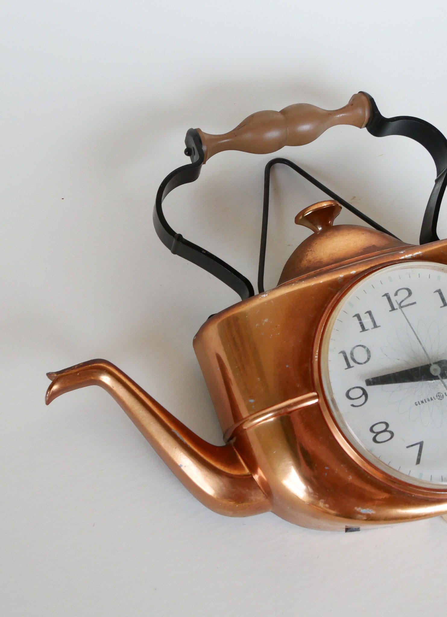 General Electric Copper Wall Clock, Copper Teapot Clock, Vintage Copper Clock, Vintage Copper Wall Clock, General Electic Teapot Clock, Copper General Electric Clock